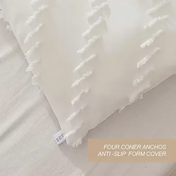 Nanko White Full Comforter Set - Soft Tufted Bedding for All Seasons