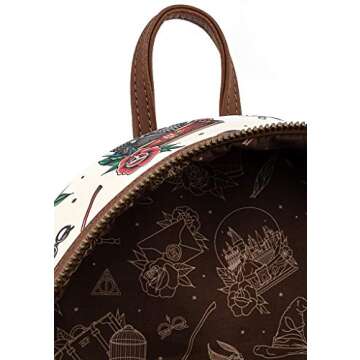 Loungefly Harry Potter Tattoo Art Cream Color Womens Double Strap Shoulder Bag Purse