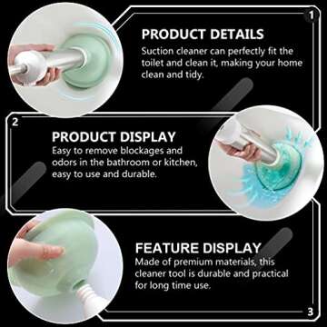 DOITOOL Stainless Steel Toilet Plunger for Easy Drain Cleaning