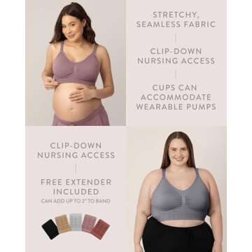 Kindred Bravely Sublime Busty Seamless Nursing Bra for F,G,H,I Cup | Wireless Maternity & Postpartum Bra (Grey, Medium-Busty)