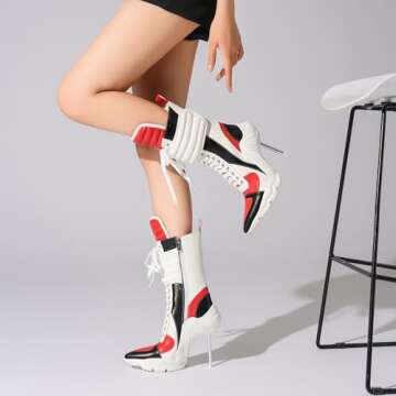 Tsrenlmln Women's Ankle Boots High Heel Boots for Women Stiletto Heel Boots Fashion Pointed Toe Ankle Booties for Women Womens Elastic Fabric Heel Pull-On High Heel comfort Booties