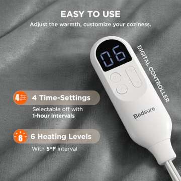 Bedsure Heated Blanket Wearable Shawl - Electric Wrap Poncho Blanket Hoodie for Adult, Winter Gifts for Mom Women Girlfriend Grandma, Warm Sherpa Heating Throw, Auto Shut Off, 50x64 inches, Grey