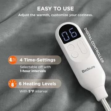 Bedsure Heated Blanket Wearable Shawl - Electric Wrap Poncho Blanket Hoodie for Adult, Winter Gifts for Mom Women Girlfriend Grandma, Warm Sherpa Heating Throw, Auto Shut Off, 50x64 inches, Grey