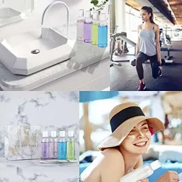 TSA Approved Travel Bottles Set for Toiletries Squeeze Size Container Kit Portable Leak Proof Refillable Cosmetic Airplane Essential Shampoo Hair Conditioner Body Lotion Bath Shower Gel