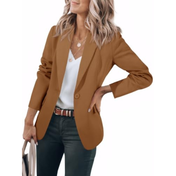 Cicy Bell Women’s Casual Blazer – Open Front Long Sleeve Office Jacket