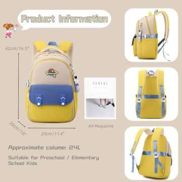 Boys School Backpack with Astronaut Pendant for Ages 8-10