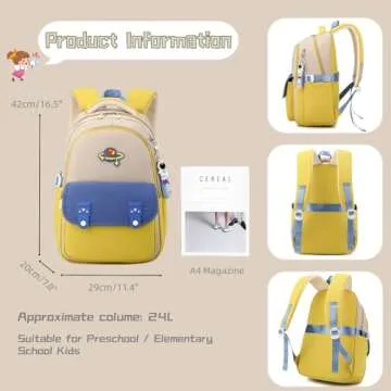 Boys School Backpack with Astronaut Pendant for Ages 8-10