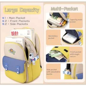 Boys School Backpack with Astronaut Pendant for Ages 8-10