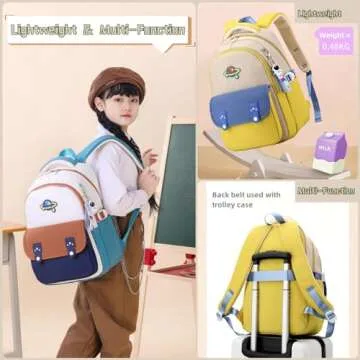 Boys School Backpack with Astronaut Pendant for Ages 8-10