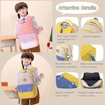 Boys School Backpack with Astronaut Pendant for Ages 8-10