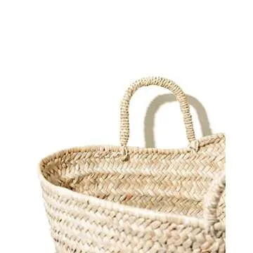 Handcrafted Moroccan Straw Basket for Shopping and Beach