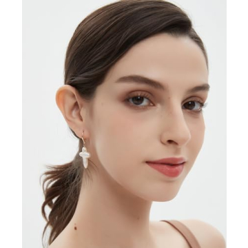 Gold Baroque Pearl Cross Earrings - Luxury Religious Jewelry