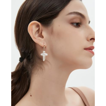 Gold Baroque Pearl Cross Earrings - Luxury Religious Jewelry