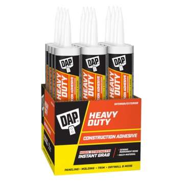 DAP 9Oz 27509 10 Oz DynaGrip Heavy Duty Exterior & Interior Construction Adhesive, 9 Ounce, Off-Whit...