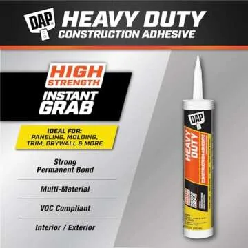 DAP 9Oz 27509 10 Oz DynaGrip Heavy Duty Exterior & Interior Construction Adhesive, 9 Ounce, Off-White