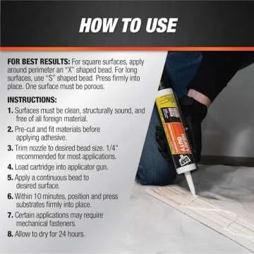DAP 9Oz 27509 10 Oz DynaGrip Heavy Duty Exterior & Interior Construction Adhesive, 9 Ounce, Off-White