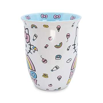 Silver Buffalo Sanrio Hello Kitty Wide Rim Ceramic Coffee Mug, 16 Ounce