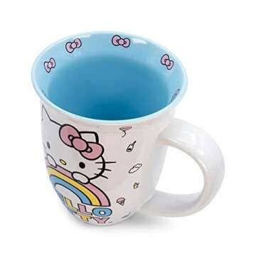 Silver Buffalo Sanrio Hello Kitty Wide Rim Ceramic Coffee Mug, 16 Ounce