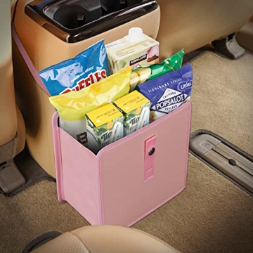 Jopps Car Trash Can - Medium Pink, Vegan Leather, Compact & Chic