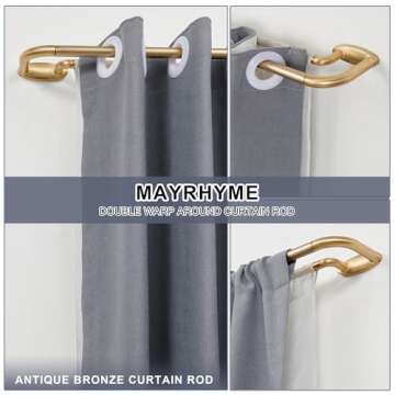 Double Curtain Rods Warm Gold,Room Darkening Curtain Rod for 72-144 Inches,Adjustable 3/4 Inches Fro...