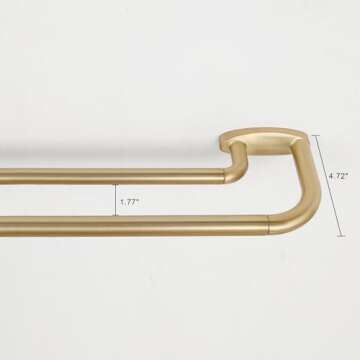 Double Curtain Rods Warm Gold,Room Darkening Curtain Rod for 72-144 Inches,Adjustable 3/4 Inches Front and 5/8 Inches Back Quality Metal Window Curtain Rod,Wrap Around Design