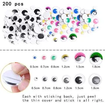 Pipe Cleaners Craft Set with DIY Tutorial, Included 200Pcs Pipe Cleaners, 200Pcs Pom Poms, 200Pcs Self-Sticking Wiggle Googly Eyes, Assorted Colors and Assorted Sizes for DIY Art Craft