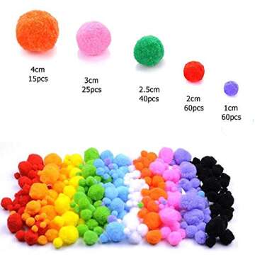 Pipe Cleaners Craft Set with DIY Tutorial, Included 200Pcs Pipe Cleaners, 200Pcs Pom Poms, 200Pcs Self-Sticking Wiggle Googly Eyes, Assorted Colors and Assorted Sizes for DIY Art Craft