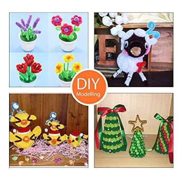 Pipe Cleaners Craft Set with DIY Tutorial, Included 200Pcs Pipe Cleaners, 200Pcs Pom Poms, 200Pcs Self-Sticking Wiggle Googly Eyes, Assorted Colors and Assorted Sizes for DIY Art Craft