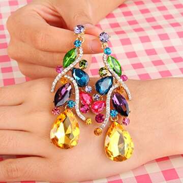 BriLove Boho Crystal Dangle Earrings for Women