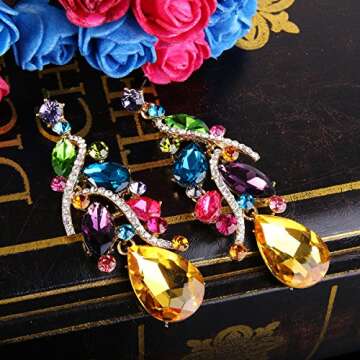 BriLove Boho Crystal Dangle Earrings for Women