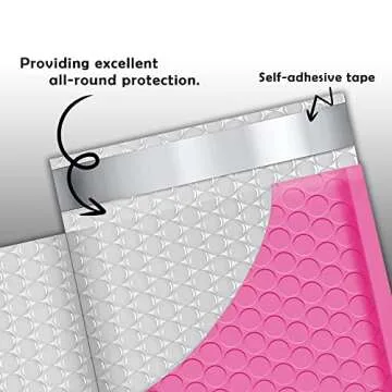 Yens Poly Bubble Mailers 4x8 50 Pack Hot Pink Waterproof Self Seal Adhesive Shipping Bags, Cushioning Padded Envelopes for Shipping, Mailing, Packaging Usable 4x7