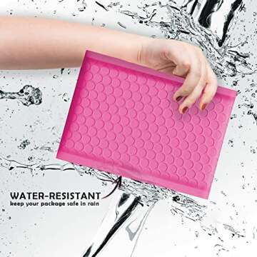 Yens Poly Bubble Mailers 4x8 50 Pack Hot Pink Waterproof Self Seal Adhesive Shipping Bags, Cushioning Padded Envelopes for Shipping, Mailing, Packaging Usable 4x7