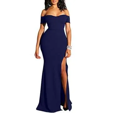 YMDUCH Women's Off Shoulder High Split Evening Gown