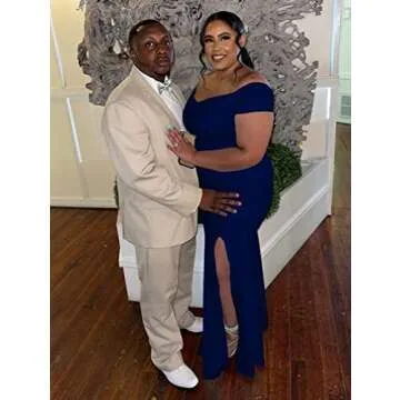 YMDUCH Women's Off Shoulder High Split Evening Gown