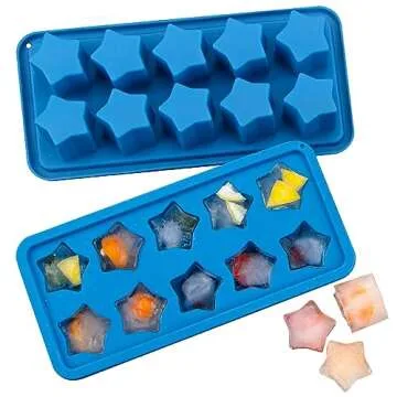 Webake Silicone Ice Cube Trays Star Shaped Ice Cube Molds for Whiskey and Cocktails, Easy Release Jelly Crayon Mold Pack of 3