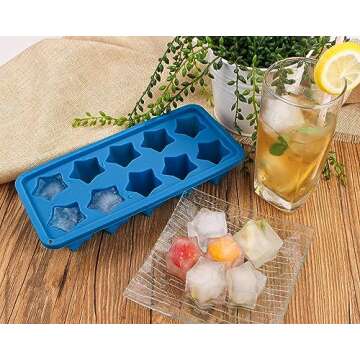 Webake Silicone Ice Cube Trays Star Shaped Ice Cube Molds for Whiskey and Cocktails, Easy Release Jelly Crayon Mold Pack of 3