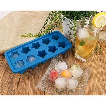 Webake Silicone Ice Cube Trays Star Shaped Ice Cube Molds for Whiskey and Cocktails, Easy Release Jelly Crayon Mold Pack of 3