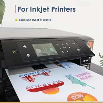 Printable Vinyl Sticker Paper for Inkjet Printer - Glossy Waterproof White Self-Adhesive Sheets for Cricut, Small Business Labels & Water Bottle Stickers - 15 A4 Premium Sticker Sheets for Printing