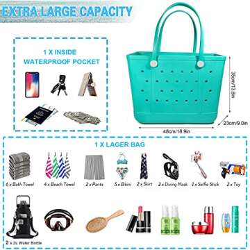 Chokoter Beach Bag - Waterproof XL Tote for Beach, Pool, Sports, Gym