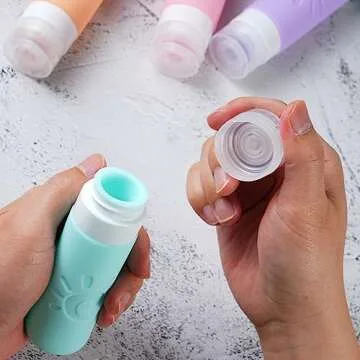 Zafit Travel Bottles for Toiletries, TSA Approved Travel Containers 3oz Leak Proof Travel Tubs Refillable Liquid Travel Accessories for Shampoo Conditioner Lotion Body Wash(Multicolored C)