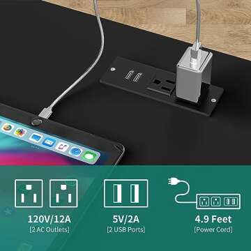 DWVO Set of 2 Nightstand with Charging Station, Night Stands with 2 Drawers, Wooden Modern Bedside Table for Bedroom, Black