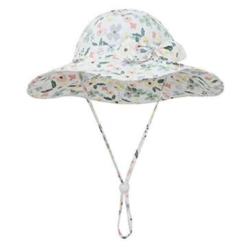 Cute Baby Girl Sun Hat with Bow Tie - Summer UPF 50+ Protection for 6-12 Months