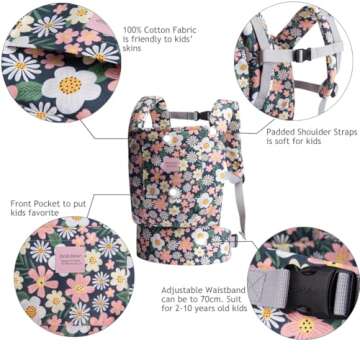 Bebamour Doll Carrier Original Reborn Baby Doll Carrier for Doll Toys Doll Carrier for Girls and Boys (Green Flower)