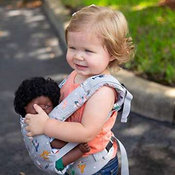 Bebamour Doll Carrier Original Reborn Baby Doll Carrier for Doll Toys Doll Carrier for Girls and Boys (Green Flower)