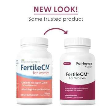 Fairhaven Health FertileCM Fertility Supplement for Women, Capsules - Fertile Cervical Mucus, Ovulation Cycle, Includes L-Arginine, N-Acetyl-Cysteine, Grape Seed Extract and Vitamin C - 90 Capsules