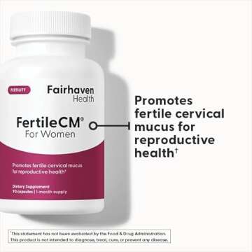 Fairhaven Health FertileCM Fertility Supplement for Women, Capsules - Fertile Cervical Mucus, Ovulation Cycle, Includes L-Arginine, N-Acetyl-Cysteine, Grape Seed Extract and Vitamin C - 90 Capsules