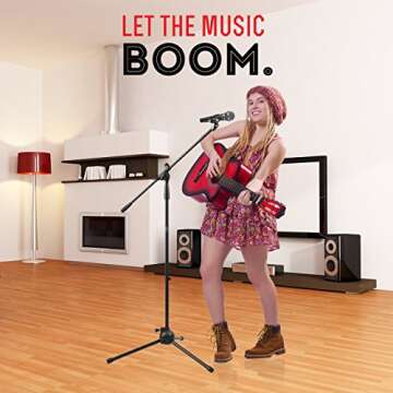 Tripod Boom Microphone Stand | Perfect for Professional and Aspiring Musicians, Stage Performances, ...
