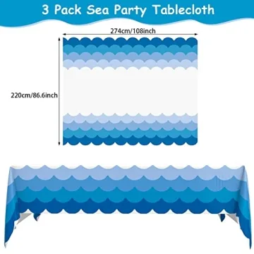 Irenare Ocean Waves Tablecloths | 3 Pcs for Beach Parties