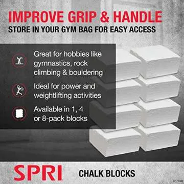 SPRI Chalk Block, 2oz. (4 Pack) for Gymnastics, Rock Climbing, Bouldering, Weight-Lifting,