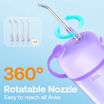 Bitvae P1 Water Dental Flosser, Portable Water Cleaner Picks, Cordless Mini Water Teeth Cleaners with Telescopic Water Tank, IPX7 Waterproof Oral Irrigator, Brace & Sensitive Teeth Care, Purple